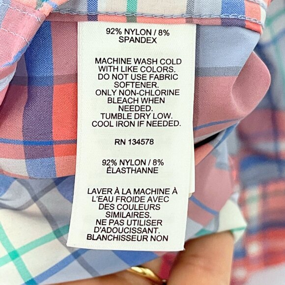 Vineyard Vines Performance Button Down Whale Shirt Mens S Plaid Preppy Coastal - Picture 5 of 8